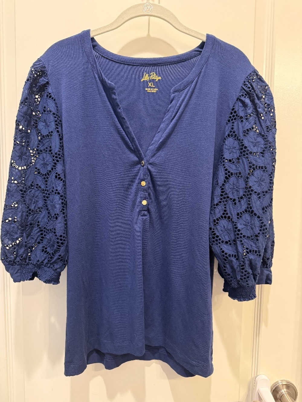 EUC Lilly Pulitzer Ronson Eyelet Knit Top, XL